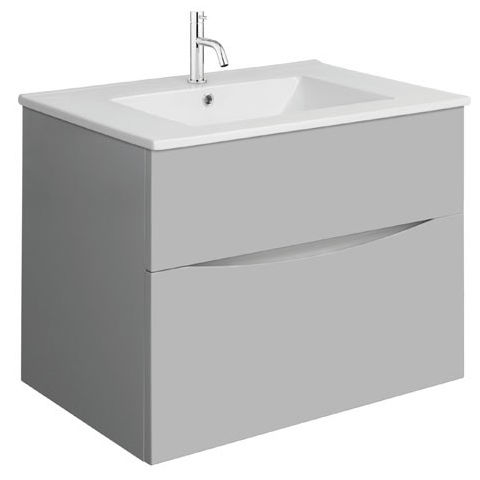 Crosswater Glide II Vanity Unit With Ceramic Basin (700mm, Storm Grey, 1TH).