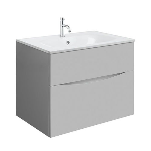 Crosswater Glide II Vanity Unit With White Cast Basin (700mm, Storm Grey, 1TH).