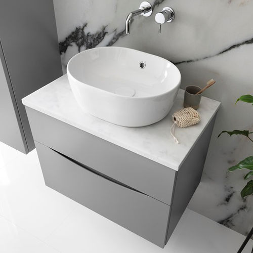 Crosswater Glide II Vanity Unit With Marble Worktop (700mm, Storm Grey).