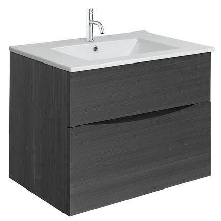 Crosswater Glide II Vanity Unit With Ceramic Basin (700mm, Steelwood, 1TH).