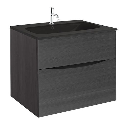 Crosswater Glide II Vanity Unit With Black Glass Basin (700mm, Steelwood, 1TH).