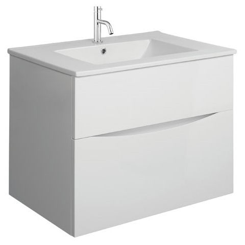 Crosswater Glide II Vanity Unit With Ceramic Basin (700mm, White Gloss, 1TH).