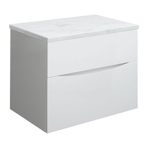 Crosswater Glide II Vanity Unit With Marble Worktop (700mm, White Gloss).