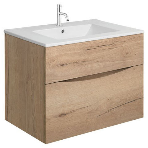 Crosswater Glide II Vanity Unit With Ceramic Basin (700mm, Windsor Oak, 1TH)