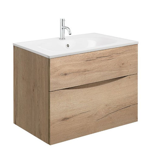 Crosswater Glide II Vanity Unit With White Cast Basin (700mm, Windsor Oak, 1TH)