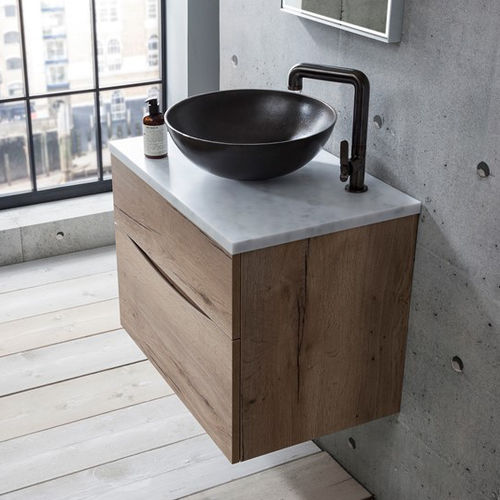 Crosswater Glide II Vanity Unit With Marble Worktop (700mm, Windsor Oak).