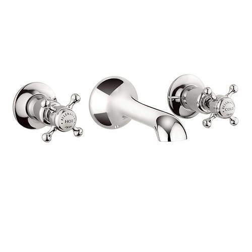 Crosswater Belgravia 3 Hole Wall Mounted Basin Tap (Crosshead, Nickel).