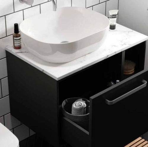 Crosswater Infinity Vanity Unit With Carrara Top (500mm, Matt Black).