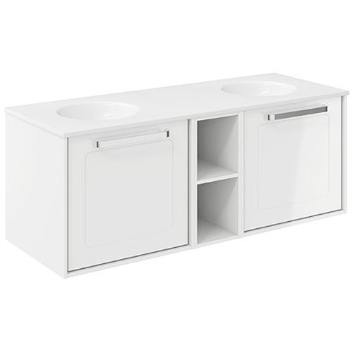 Crosswater Infinity Framed Vanity With Double Basins (1200mm, G White).