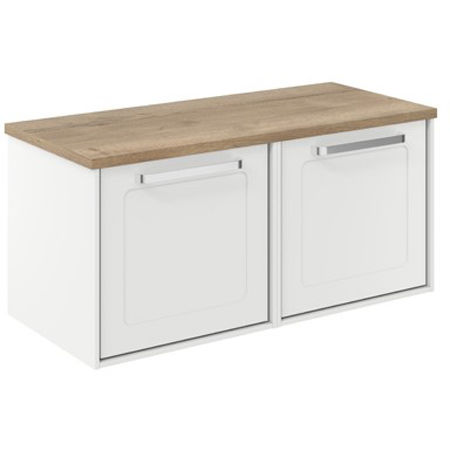 Crosswater Infinity Framed Vanity With Oak Top (1000mm, White Matt).