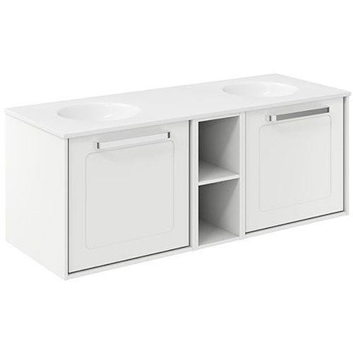 Crosswater Infinity Framed Vanity With Double Basins (1200mm, M White).