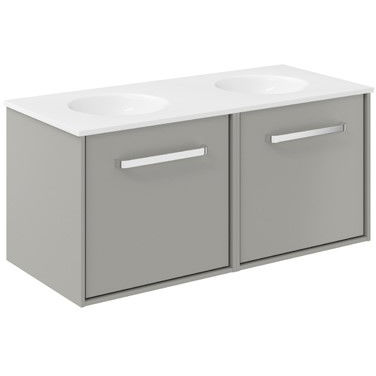 Crosswater Infinity Vanity Unit With Double Basins (1000mm, Storm Grey Matt).