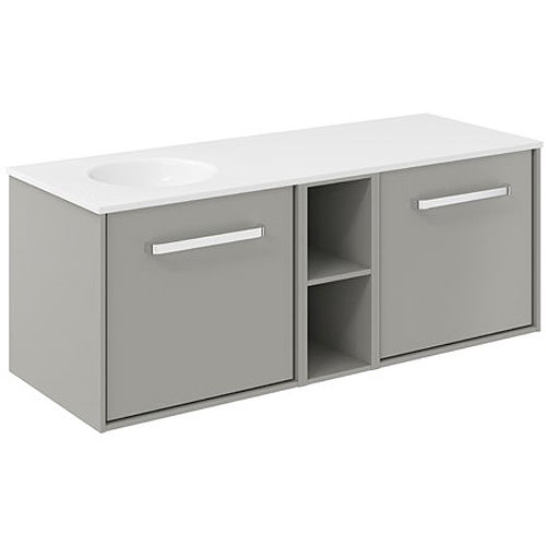 Crosswater Infinity Vanity Unit With LH Basin (1200mm, Storm Grey Matt).