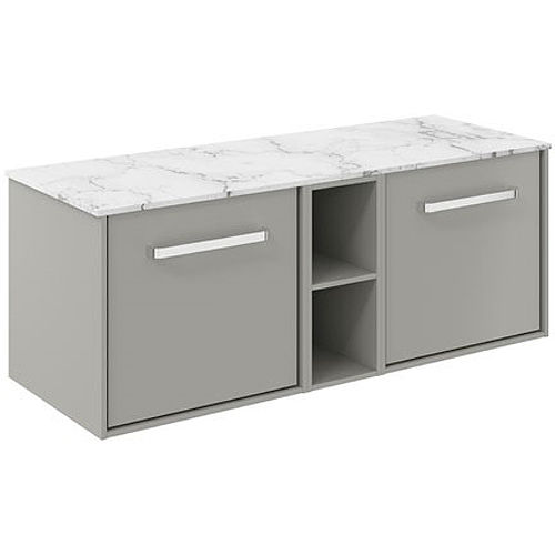 Crosswater Infinity Vanity Unit With Carrara Top (1200mm, Storm Grey Matt).