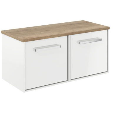 Crosswater Infinity Vanity Unit With Windsor Oak Top (1000mm, White Gloss).