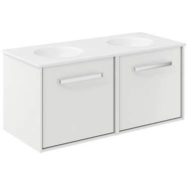 Crosswater Infinity Vanity Unit With Double Basins (1000mm, Matt White).