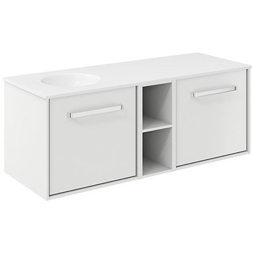 Crosswater Infinity Vanity Unit With LH Basin (1200mm, Matt White).