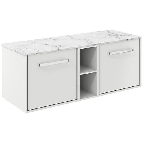 Crosswater Infinity Vanity Unit With Carrara Top (1200mm, Matt White).