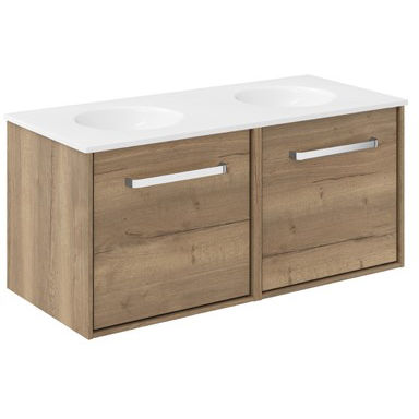 Crosswater Infinity Vanity Unit With Double Basins (1000mm, Windsor Oak).