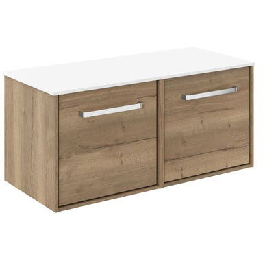 Crosswater Infinity Vanity Unit With White Top (1000mm, Windsor Oak).