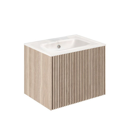 Crosswater Limit Wall Hung Unit, White Glass Basin (600mm, Oak, 0TH).