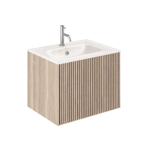 Crosswater Limit Wall Hung Unit, White Glass Basin (600mm, Oak, 1TH).