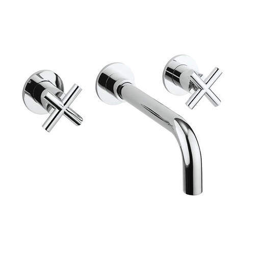 Crosswater MPRO Wall Mounted Crosshead Basin Tap (3 Hole, Chrome).