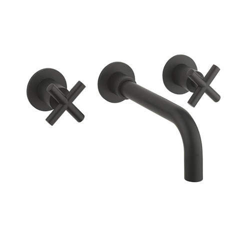 Crosswater MPRO Wall Mounted Crosshead Basin Tap (3 Hole, Matt Black).