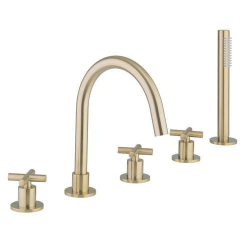 Crosswater MPRO Crosshead Bath Shower Mixer Tap (5 Hole, Br Brass).