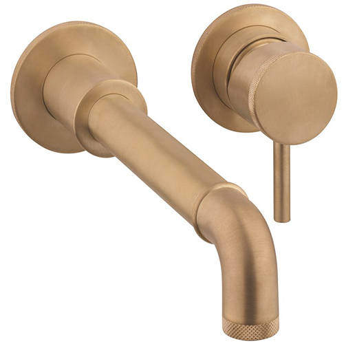 Crosswater Industrial Wall Mounted Basin Mixer Tap (Unlac Brushed Brass).