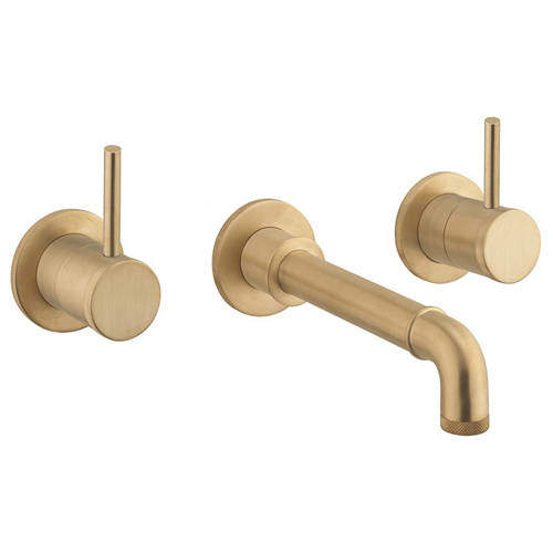 Crosswater Industrial Wall Mounted Basin Mixer Tap (Unlac Brushed Brass).