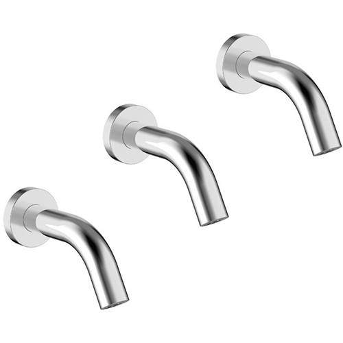 Crosswater MPRO 3 x Sensor Wall Mounted Basin Taps 140mm (Chrome).