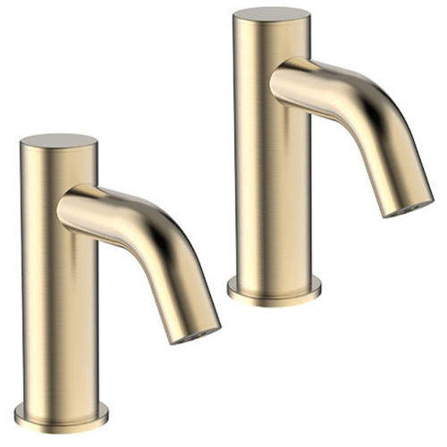 Crosswater MPRO 2 x Sensor Monoblock Basin Taps (Brushed Brass).