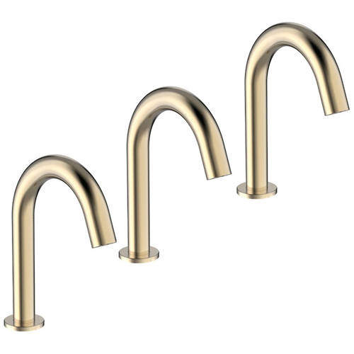 Crosswater MPRO 3 x Sensor Deck Mounted Basin Taps (Brushed Brass).