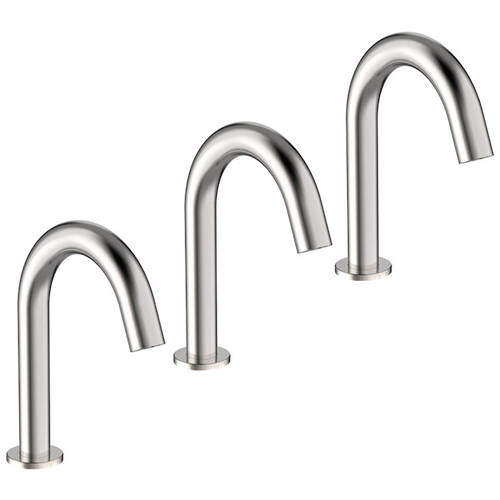 Crosswater MPRO 3 x Sensor Deck Mounted Basin Taps (Brushed Steel).