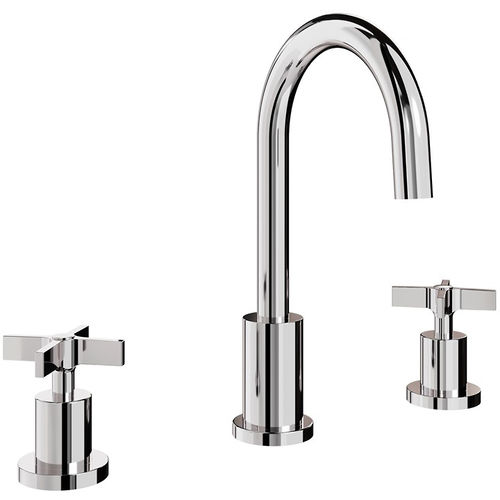 Crosswater Clover 3TH Basin Mixer Tap With Crosshead Handles (Chrome).