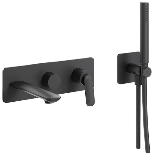 Crosswater Huck Wall-Mounted Bath Shower Mixer Tap (Matt Black).