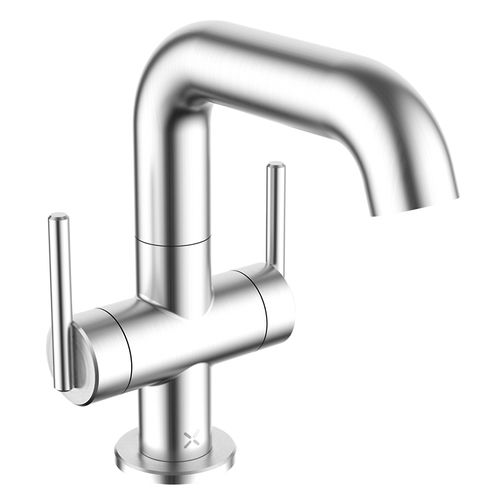 Crosswater 3ONE6 Twin Lever Basin Mixer Tap (Stainless Steel).