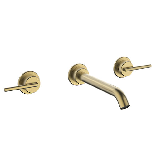 Crosswater 3ONE6 Wall Mounted Lever Basin Mixer Tap (Brushed Brass, 3 Hole).