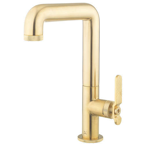 Crosswater UNION Tall Basin Mixer Tap With Lever Handle (Brushed Brass).