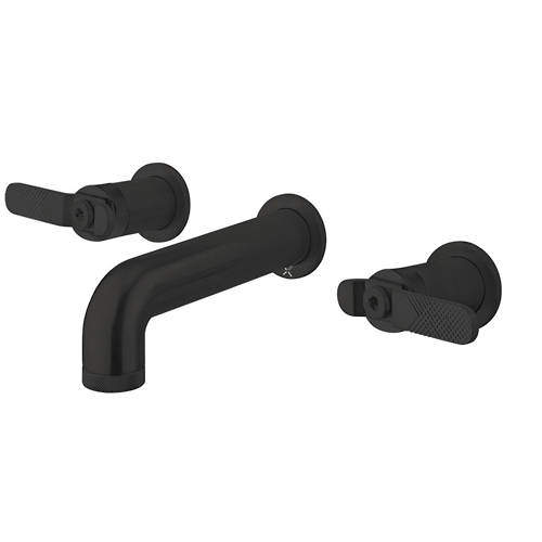 Crosswater UNION Three Hole Wall Mounted Basin Mixer Tap (Matt Black).