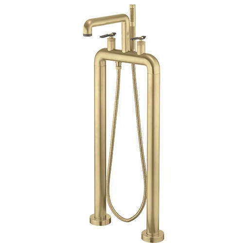 Crosswater UNION Free Standing BSM Tap, Black Lever Handles (Brass).