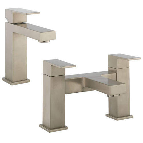 Crosswater Verge Basin & Bath Filler Tap Pack (Brushed Stainless Steel).