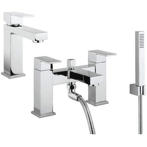 Crosswater Verge Basin & Bath Shower Mixer Tap Pack (Chrome).