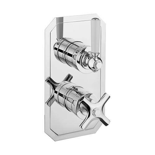 Crosswater Waldorf Thermostatic Shower Valve (2 Outlet, Chrome & White).