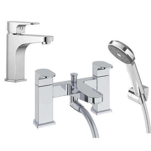 Methven Amio Basin & Bath Shower Mixer Tap With Kit (Chrome).