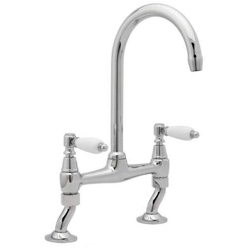 Deva Georgian Bridge Sink Mixer Kitchen Tap (Chrome).