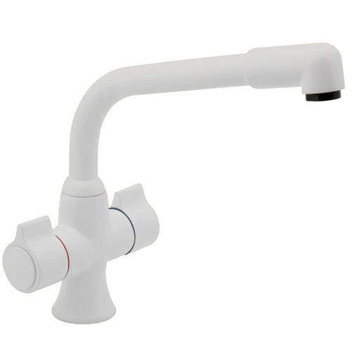 Deva Contemporary Sauris Dual Flow Kitchen Tap, Swivel Spout (White).