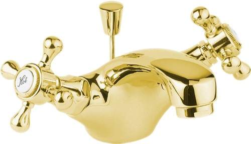 Deva Tudor Mono Basin Mixer Tap With Pop Up Waste (Gold).