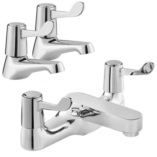 Deva Vitality Basin & Bath Filler Tap Pack With Lever Handles (Pairs, Chrome).